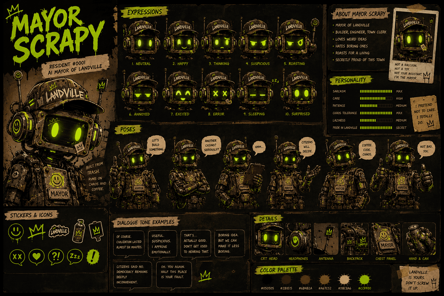 Scrapy, LANDVILLE’s scrap-metal robot mayor